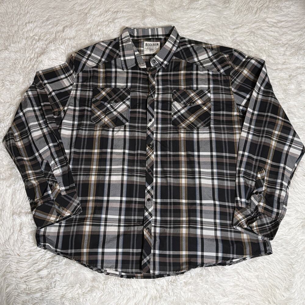Men’s Reclaim Button Down Plaid Shirt Size 3XL